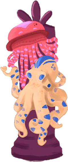 Squid and jellyfish totem